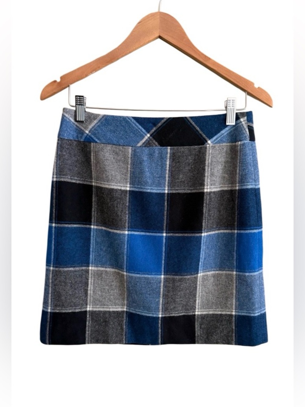 Talbots Blue and Gray Plaid Mini Skirt